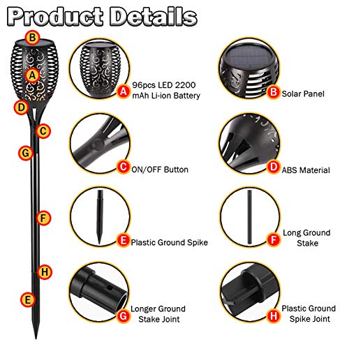 Tocha Solar Luz Luminária LED Ecológica Para Ambientes Externos SolisFlamez - 2 Unidades