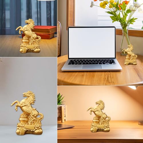 Estatua Caballo Feng Shui Dorado 3.5 in miniatura 4