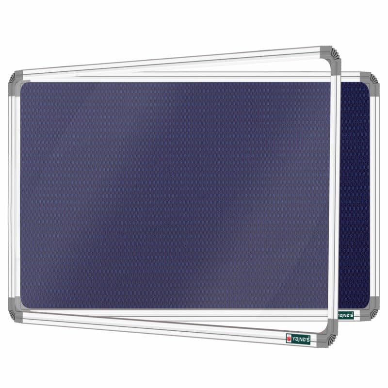 Image of YAJNAS 2X4 Feet Premium Material Blue Designed Notice Board with Acrylic Door /Soft Board /Bulletin Board /Pin-up Display Board for Study Room, Office, School & Home Use