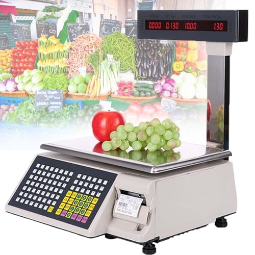 Báscula digital comercial con impresora y doble pantalla miniatura 1