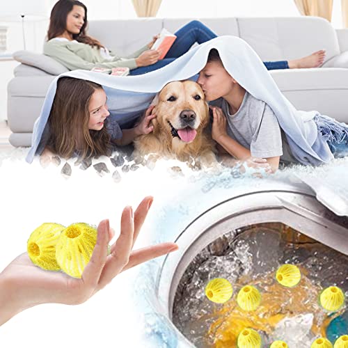 Pet Hair Remover For Laundry, Reusable Washing Machine Hair Catcher, Laundry Lint Remover Washing Balls, Washing Dry Balls For Cat Dog Pet Fur Remover 12 Pcs (Yellow) #TOP1
