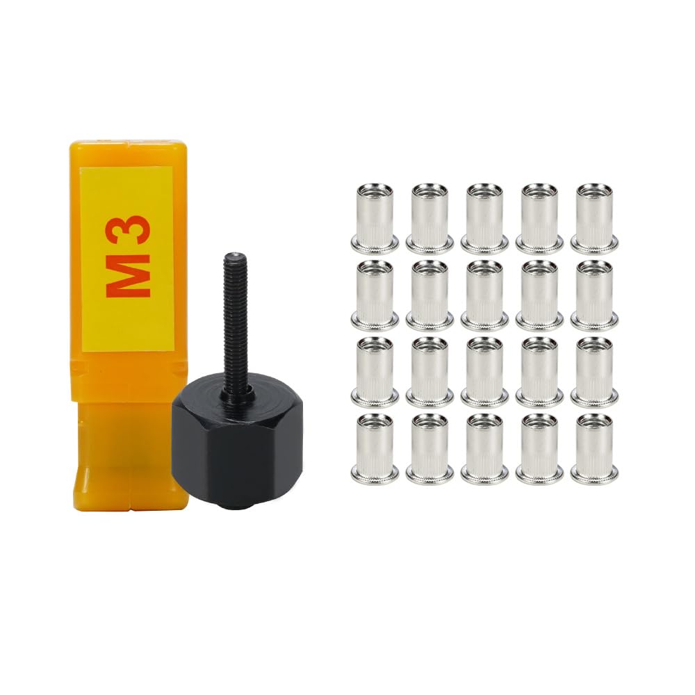20pcs Stainless Steel Rivet Nuts with Hand Rivet Nut Tool Set, Manual Rivnut Tool, Hand Nut Riveter Accessory for Simple Install (M10)