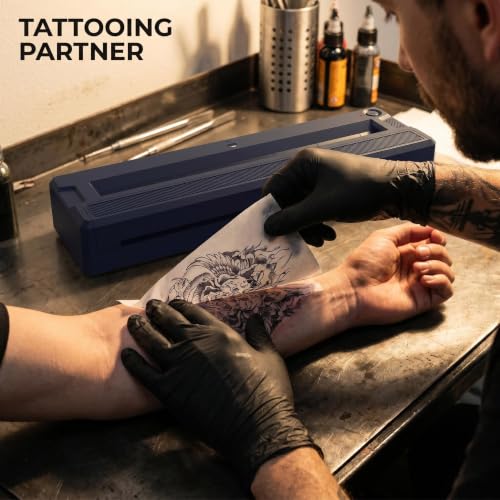 Image of Tattoo Stencil Printer for Beginners & Artists, Wireless Thermal Tattoo Printer With 10pcs Thermal Paper & 3Pcs Transfer Papers, Portable Tattoo Machine, Support Android, iOS, Windows, MacOS,Blue