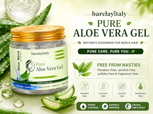 Image of Pure Aloe Vera Gel 200ml for Face, Skin, Hair & Scalp | Hydrating & Soothing Non-Sticky Moisturizer | Helps Soothe Dry, Sensitive & Acne-Prone Skin | No Artificial Fragrance or Colour