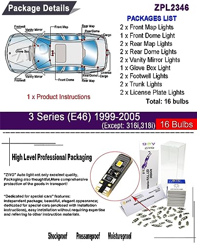 Kit de luces LED interiores para BMW Serie 3 E46 ZIYO miniatura 2