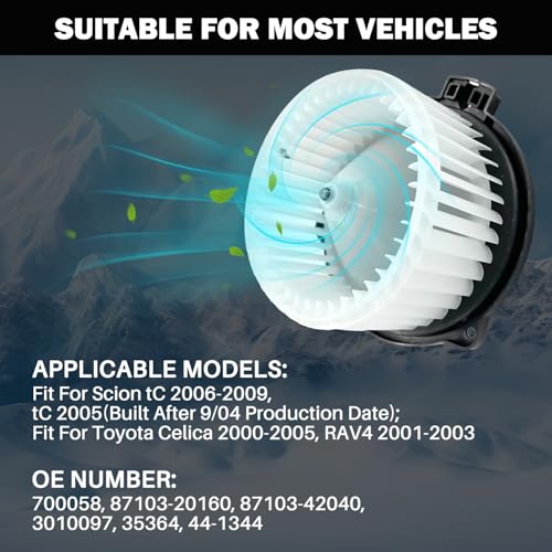 Image of 700058 AC Heater Blower Motor Fan Assembly Fit for Scion tc 2005-2009, for Toyota celica 2000-2005, rav4 2001-2003 8710320160, 8710342040, TO3126103