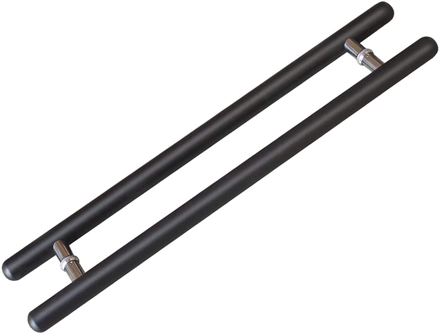 Gthtuhfd Black Barn Door Push Pull Door Handle Wood Door Pull Handle,Two Side Round Sliding Barn Door Handle Set Exterior Interior Glass Door Handle,-120Cm/47.2In