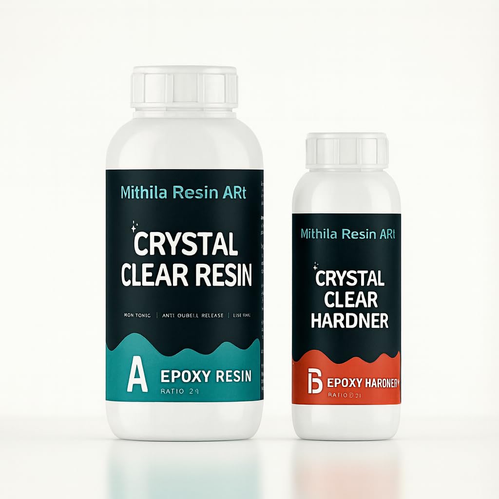 Crystal Clear Epoxy Mithila Resin Art - 2:1 Ratio (300g Total) - 200g Resin & 100g Hardener - Self-Leveling for Art, Jewelry, Coasters, and River Tables-image-27