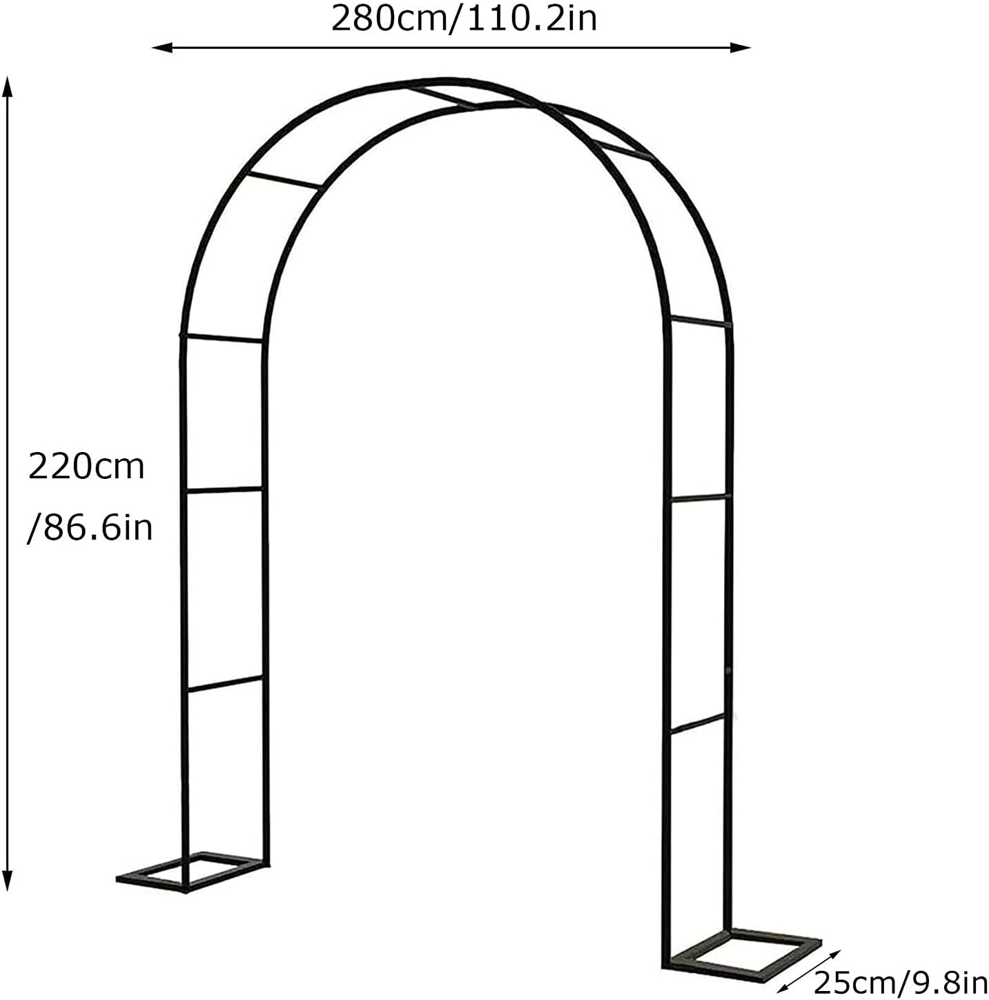 Heavy Duty Metal Garden Arch - Strong Wrought Iron Rose Trellis for Climbing Plants, Wedding Arbor & Garden Entrance Decoration, Elegant Pergola Stand