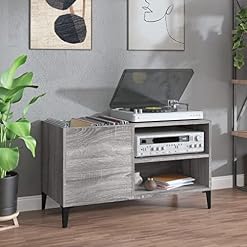 RAUGAJ Armoires et stockage, armoires de rangement multimédia et racks, armoire à disques gris Sonoma 84,5 x 38 x 48 cm en bois d’ingénierie - Les Beatles, Paul McCartney, John Lennon, RIngo Starr, George Harrison