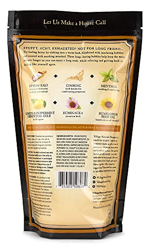 Village Naturals Therapy Cold & Allergy Foaming Body Soak, Epsom Salt, Essential Oils, Soothing Bubbles, Sea Salt 36 Oz, Pack Of 2 #TOP1