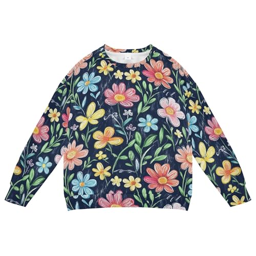 JUNZAN Colorful Flowers Big Boys Hooded Sweatshirt Fleece Kids Pullover Hoodie Party 4T