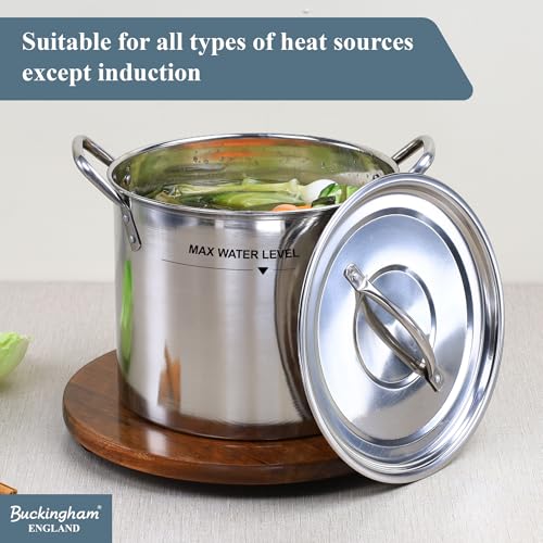 Buckingham Stock Pot with Stainless Steel Lid Multi Purpose Boiling Pot for Soups Stews & Pasta (8 litres) - Image 5