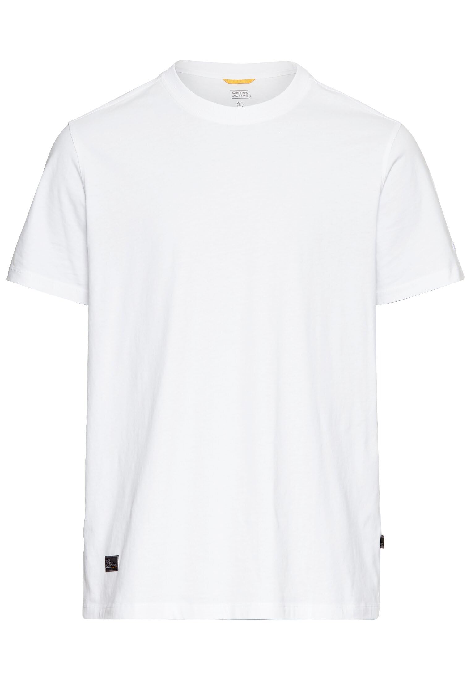 camel active Men's T-Shirt with Print Made of Organic Cotton, White, Menswear-XL, White, XL