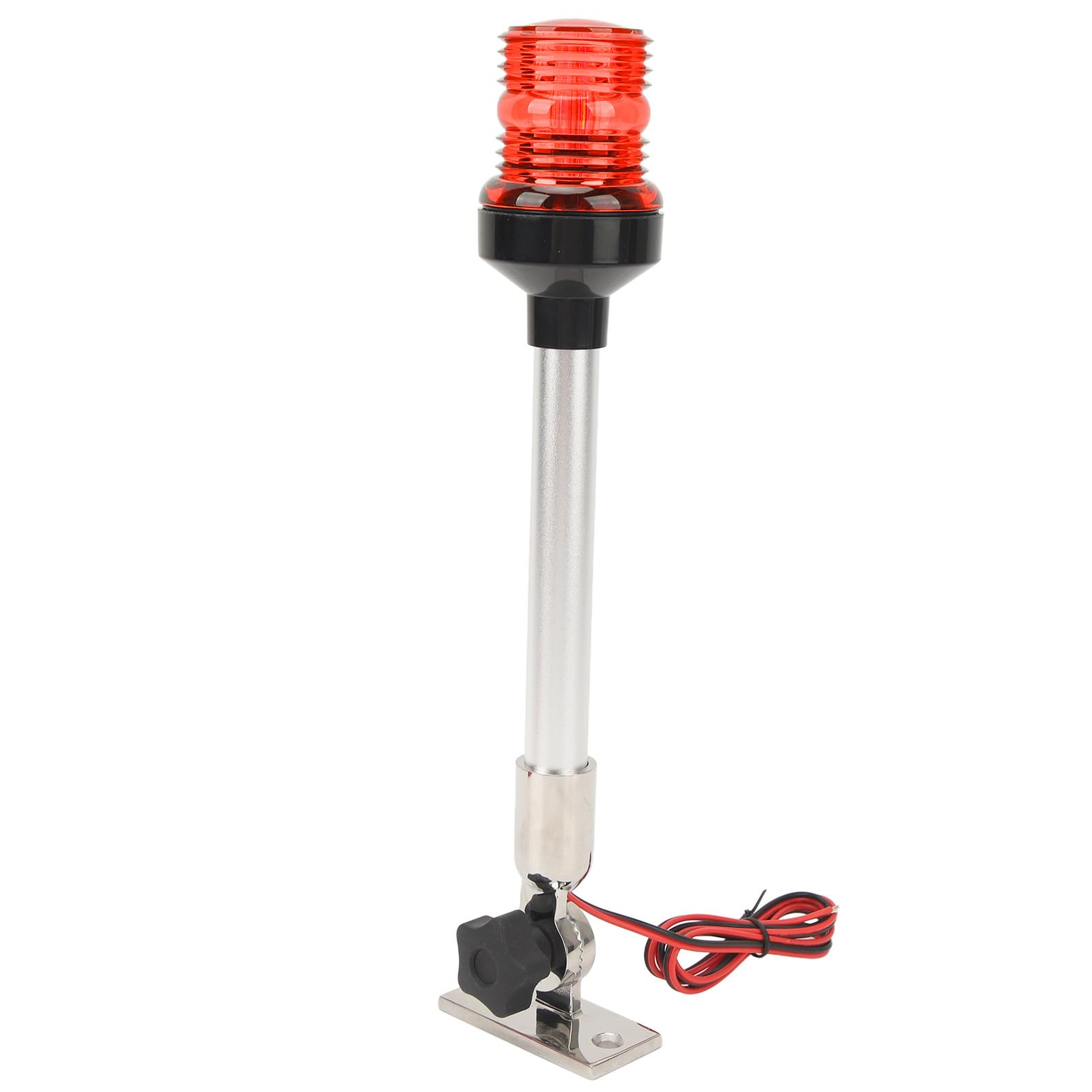 Qqmora Luce di Poppa a LED Pieghevole a 360 Gradi per Barche da Pesca, Yacht, Marine, Base Stabile e Asta per Alta visibilità, Adatta per Uso Marino (Rosso)