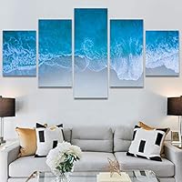 SIGNWIN 5 Panel Canvas Wall Art Aerial Beach Beach Coastal Cool Minimalism Multicolor Photography Relax/Calm for Home Decorations Ready to Hang - 60