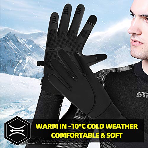 Winter Gloves For Men，Waterproof Thermal Gloves Cold Weather Running Gloves For Men Women, Touchscreen Men’s Winter Gloves For Running Cycling Hiking Driving (Black,Xl) #TOP4