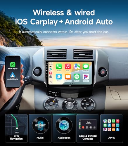 Image of Car Radio Stereo for Toyota RAV4 2006-2011, Wireless CarPlay Android Auto | 9-inch IPS HD touchscreen, 5G WiFi GPS navigation, Bluetooth FM AM SWC, plug-and-play, 1080P backup camera