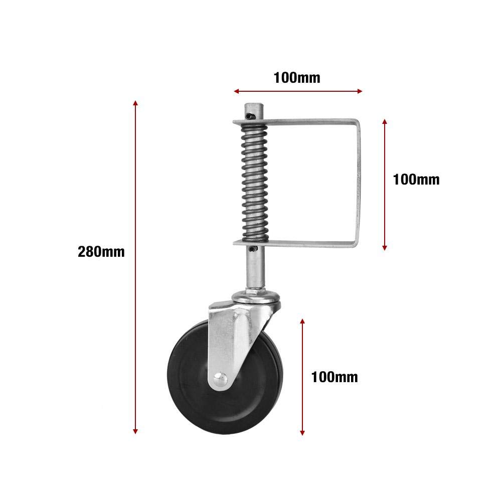 Roue de barrière, 4 "Roue de barrière en caoutchouc à ressort pivotante à roulettes Capacité de charge robuste de 220 lb, facilite l'ouverture et la fermeture de la barrière