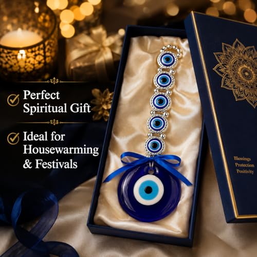 Image of BLUE BEADS Turkish Feng Shui Vastu Blue Glass Evil Eye Hanging /Door Hanging Nazar Batu for Protection and Good Luck - Perfect for Gifting Home or Office (Trending EE)