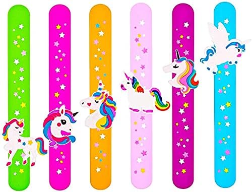 El Regalo 2 Unicorn Slap Bracelets Silicone Wristbands Unicorn Party Supplies Kids Party Favors Decor Novelty Toy School Prize Gifts Children Goodie Bag Fillers