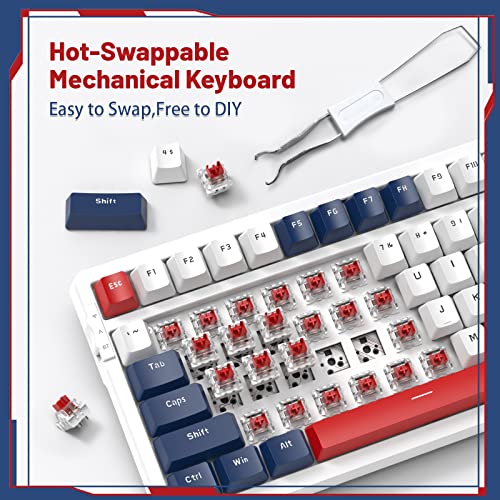 Image of ATTACK SHARK K98 Wireless Mechanical Keyboard with 100 Keys, Tri-Mode BT5.0 /2.4G /USB-C with Coiled Cable, Hot Swappable RGB, Rechargeable, Ergonomic, with Cloud Wrist Rest for MAC /Win-Red Switch