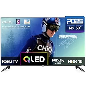 CHiQ U50QM9K 50 inch Smart QLED Roku TV, 4k UHD, HDR10 HLG, Dolby Audio, Works with Alexa, DVB-T/T2, Support Apple Air-Play, Google Assistant, Prime Video, HDMI2.1, USB2.0
