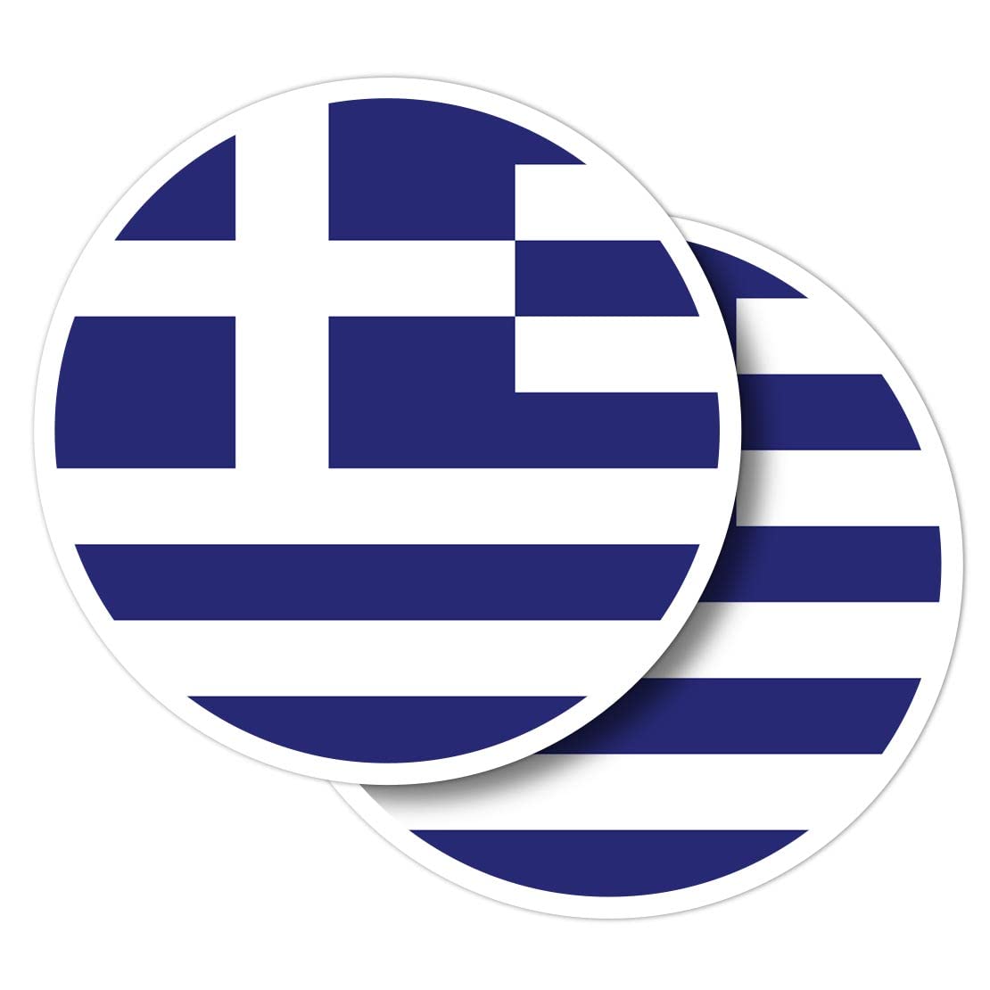 Destination Vinyl Ltd Round Stickers (Set of 2) 10cm - Traditional Greek Greece Flag for Laptops, Tablets, Luggage, Scrap Booking, Fridges #56125