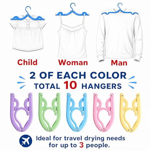Cintres de voyage pliables, 10 pièces, accessoires essentiels pour bateau de croisière, support de séchage pliable pour vêtements – Image 4