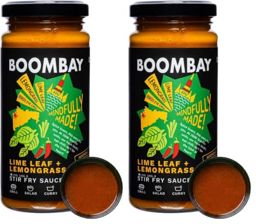 Image of BOOMBAY Thai Lemongrass & Lime Leaf Stir Fry Sauce (250g)|Asian Cooking Sauce for Noodles, Rice, Marinade, Dip for Spring Roll | Used as a Thai Curry Paste| Clean Label, Plant-Based, No Bad Oils