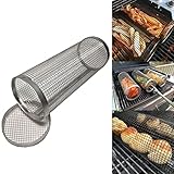 Vingtank BBQ Net Tube,Grill Net for Outdoor Grill,Round Campfire Grill Grid,Stainless Steel Barbecue