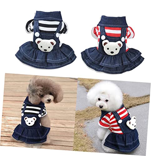 Milisten 3 Pecas roupa de cachorro menina natal christmas macacão de verão meninas vestidos jeans ca