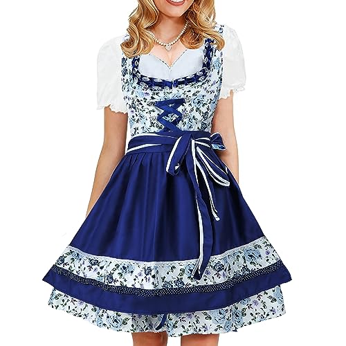 Dirndl femme midi avec robe ajustable et chemisier blanc costume 3 pièces