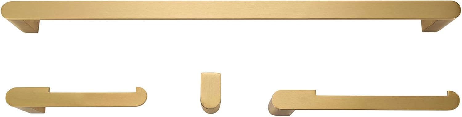 Globe Electric 63000011 4-Piece Bathroom Hardware Accessory Kit, Matte Brass, Towel Bar, Toilet Paper Holder, Towel Ring, Robe Hook, Home Decor, Bathroom Set, Kitchen Décor, Design Essentials