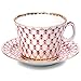Lomonosov Porcelain Tea/Coffee Cup and Saucer Red Net 7 oz/210 ml