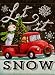 Dyrenson Home Decorative Christmas Garden Flag Let it Snow, Snowman Xmas Quote Yard Flag with Red Truck, Rustic Winter Snowflake Yard Decorations, Double Sided Seasonal Outdoor Flag 12 x 18 Holiday