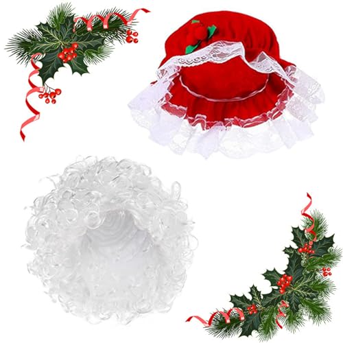 Peluca de abuela con gafas y redecilla para disfraces de Navidad 6
