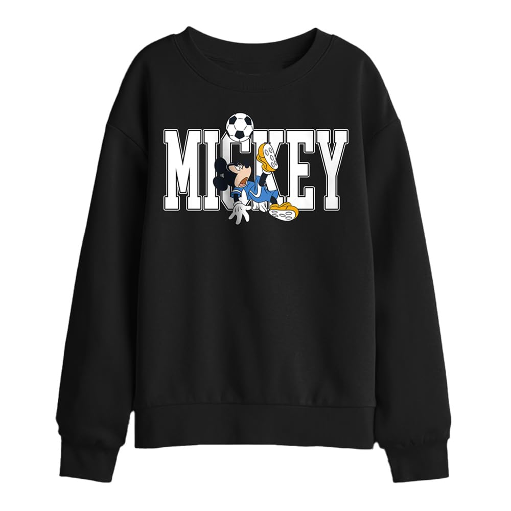 Disney Mickey Mouse Football Kick Kids Sweatshirt, Black, 12-13Y