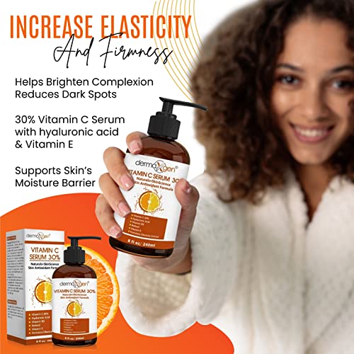 30% Vitamin C Serum (8 Fl Oz) Pure Organic Anti- Wrinkle + Hyaluronic Acid + Retinol + Vitamin E + Vitamin B, Facial Serum For Anti-Aging, Wrinkles, And Fine Lines. #TOP6