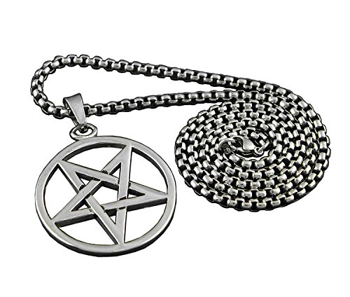 vogueteen Pagan Wicca Inverted Star Pentagram Pendant Men's 316L Stainless Steel Necklace2
