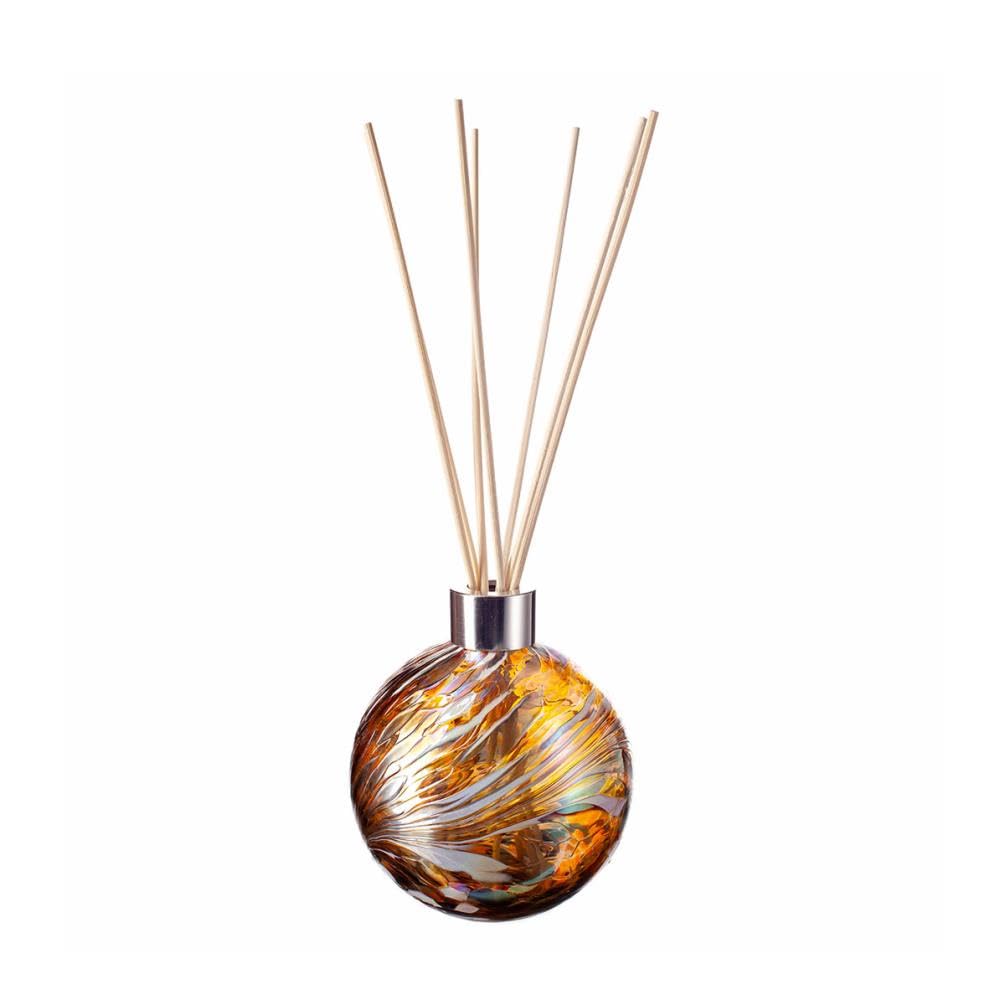 Amelia Art Glass Gold, Brown & White Reed Diffuser Sphere