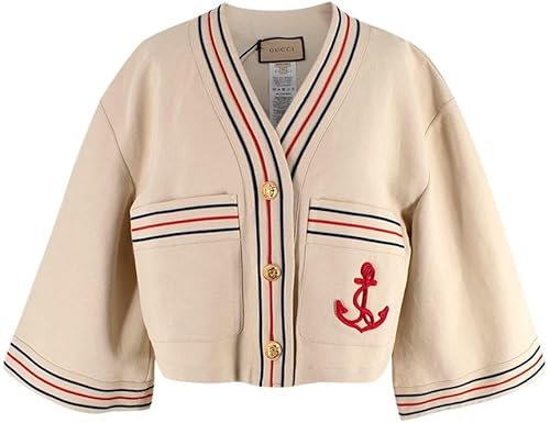 Gucci Chaqueta Corta Bordada Beige con Ancla de Segunda Mano