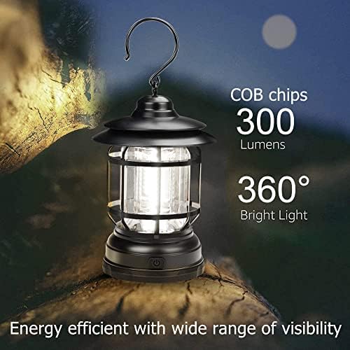 LED Camping Lantern Battery Operated,Retro Metal Camping Light,Portable Waterproof 2 Light Modes Ultra Bright Tent Lights Indoor Outdoor Emergency Survival Lanterns for Camping Fishing