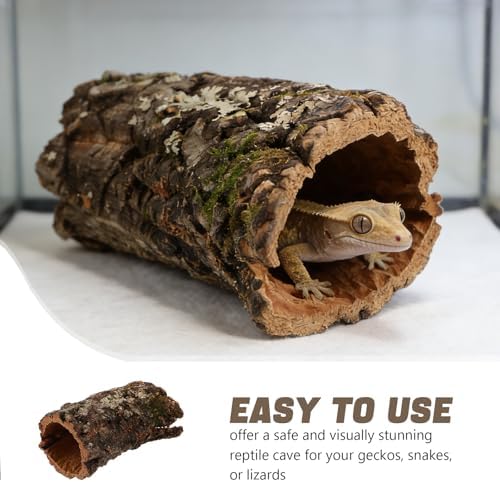 PENIKOKO Reptile Hideout Hollow Tree Trunk Log 7-8cm Diameter Climbing Natural Cork Bark Shelter for Gecko - 2