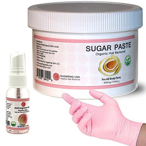Kit de depilação Sugaring NYC com pasta de açúcar, solução para pelos encravados e luvas