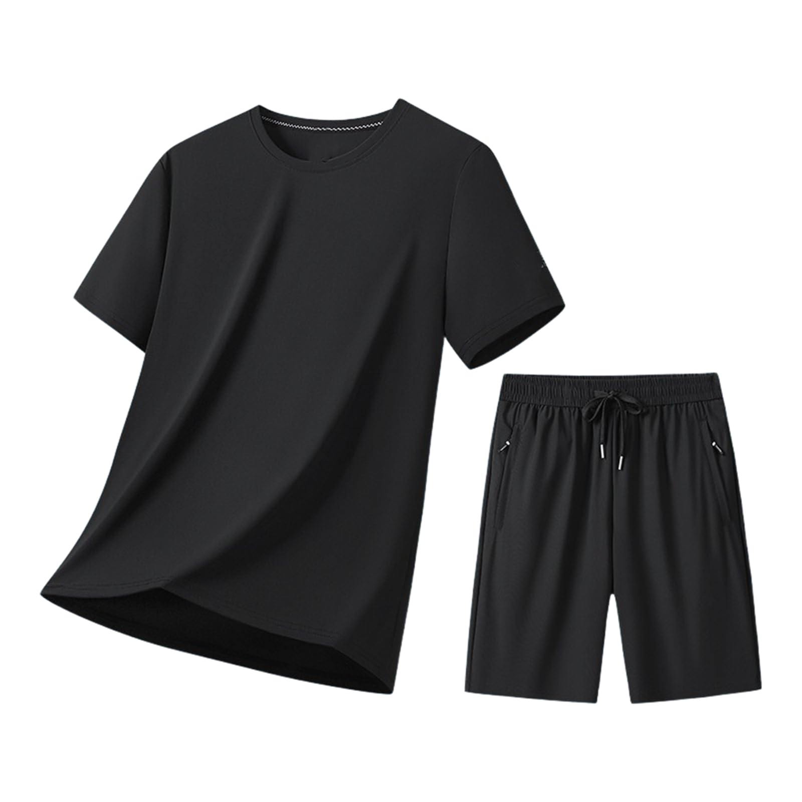 Męska koszulka z krótkim rękawem z lodowego jedwabiu szybkoschnąca plus size zestaw sportowy