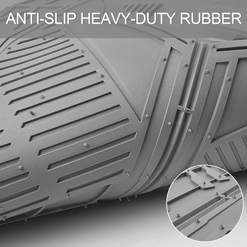 CAR PASS Heavy Duty Rubber Car Mats, Deepdish All Weather Floor Mats for Car Full Set, Universal Automotive Mats Trim to Fit for Sedans SUVs Trucks, Waterproof Anti-Slip Deep Tray 3 Pieces Light Gray — view 6