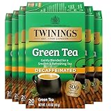 Twinings Decaffeinated Green Tea Individually Wrapped Bags, 20 Count (Pack of 6), Smooth Flavour, Enticing Aroma, Enjoy Hot or Iced, 120 Teabags