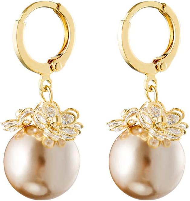 MIKAMU 14K Gold Hoop Earrings for Women CZ cubic zirconia Pearl Earring Jewelry Birthday Gifts for Women