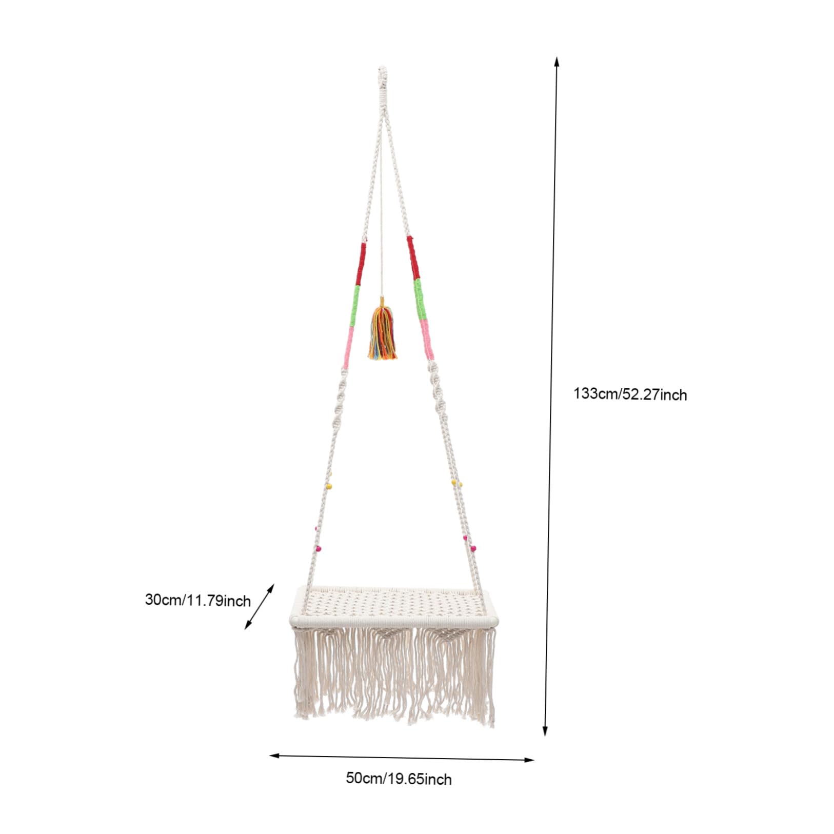 Veemoon Amaca per Gatti Sospesa in Corda di Cotone Beige, Decorativa e Facile da Lavare, Design Bohemien Intrecciato a Mano per Cuccioli e Uso Interno